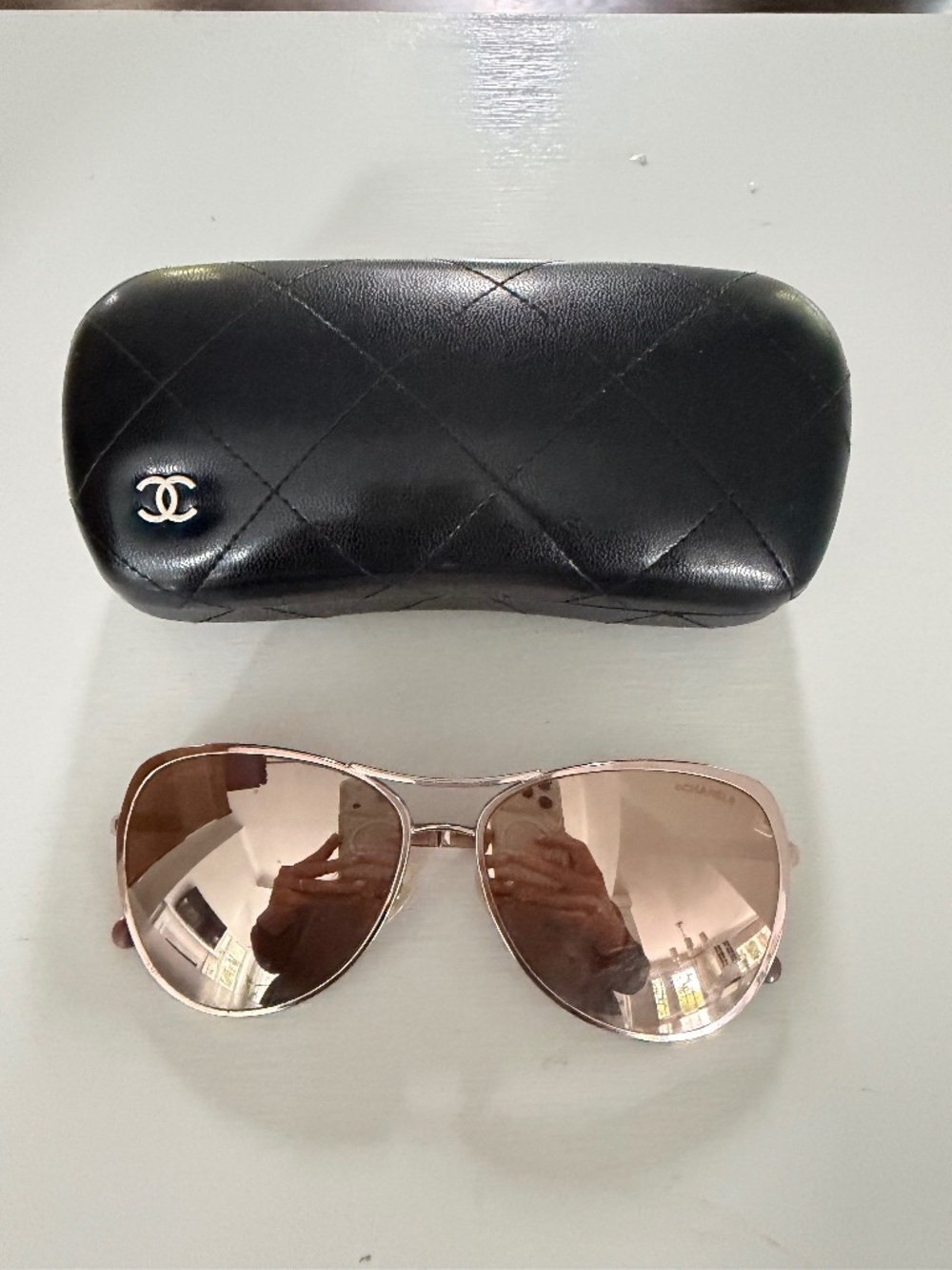 CHANEL PINK GOLD AVIATOR SUNGLASSES